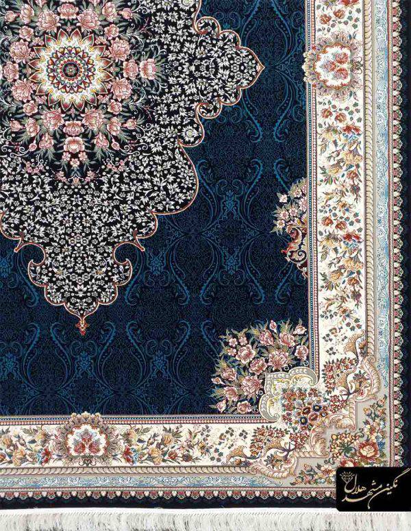 فرش سرمه ای ماشینی طرح آماندا