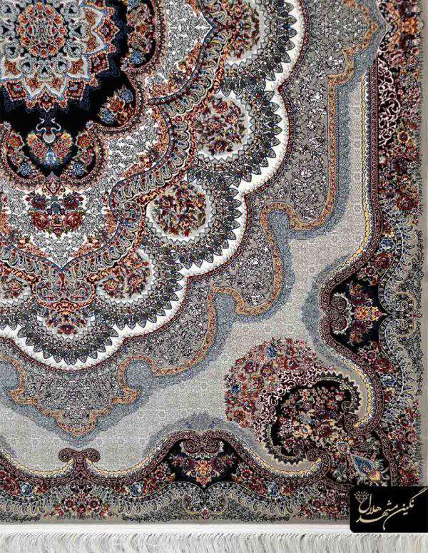فرش کاشان - 700 شانه طرح باغ ملک سرمه ای