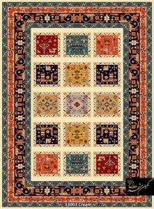 گبه نگین مشهد طرح چهارخونه رنگ زمینه کرم