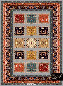 گبه نگین مشهد طرح چهارخونه رنگ زمینه نقره ای