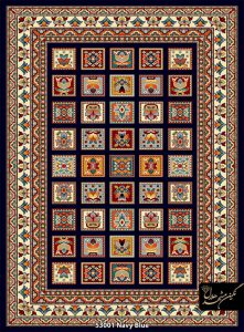 گبه ماشینی نگین مشهد هلال طرح خشتی رنگ زمینه سرمه ای