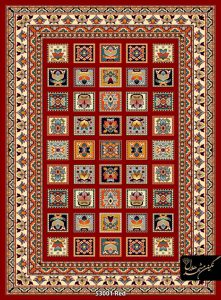 گبه ماشینی نگین مشهد هلال طرح خشتی رنگ زمینه روناسی