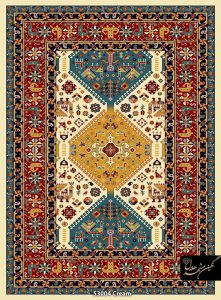 گبه ماشینی طرح لوزی کرم