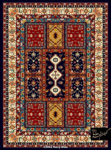 گبه نگین مشهد طرح خشتی رنگ زمینه سرمه ای