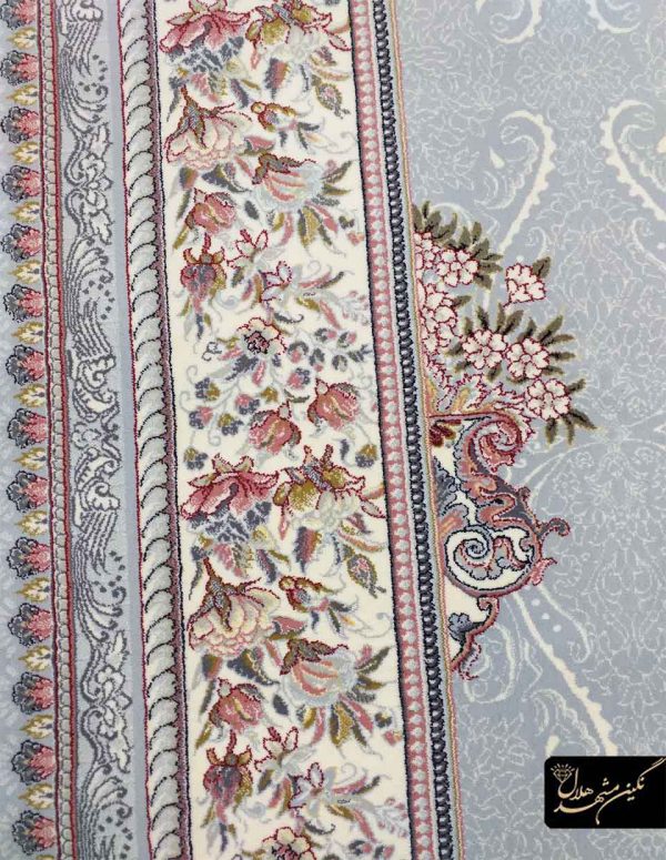 فرش طرح آماندا زمینه نقره ای