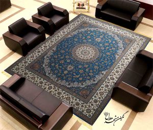 فرش توران هفتصد شانه زمینه آبی