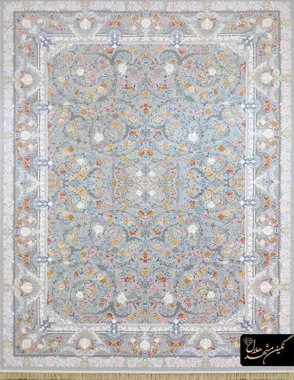 فرش 1000 شانه افشان زمینه نقره ای