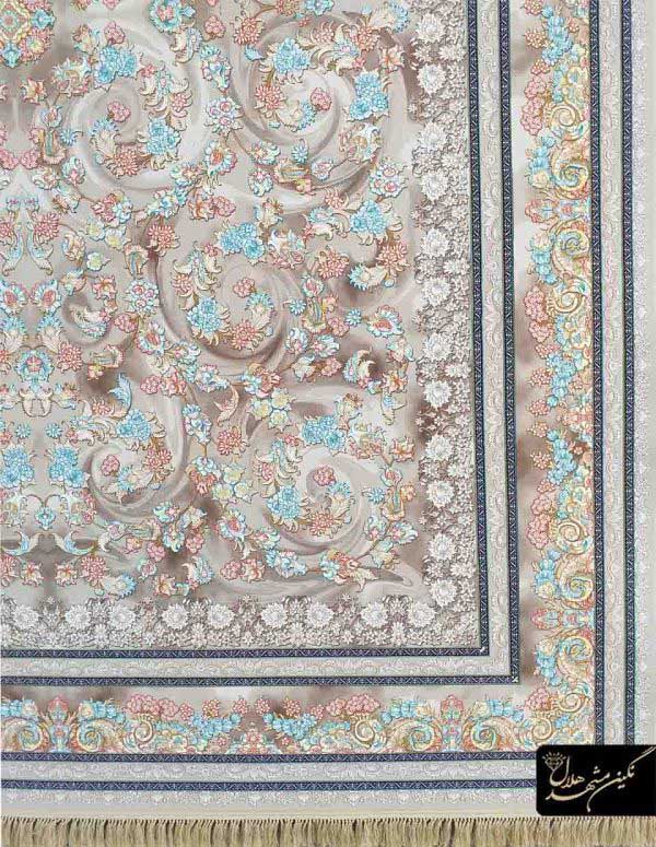 فرش 1200 شانه افشان نقره ای طرح جازمین