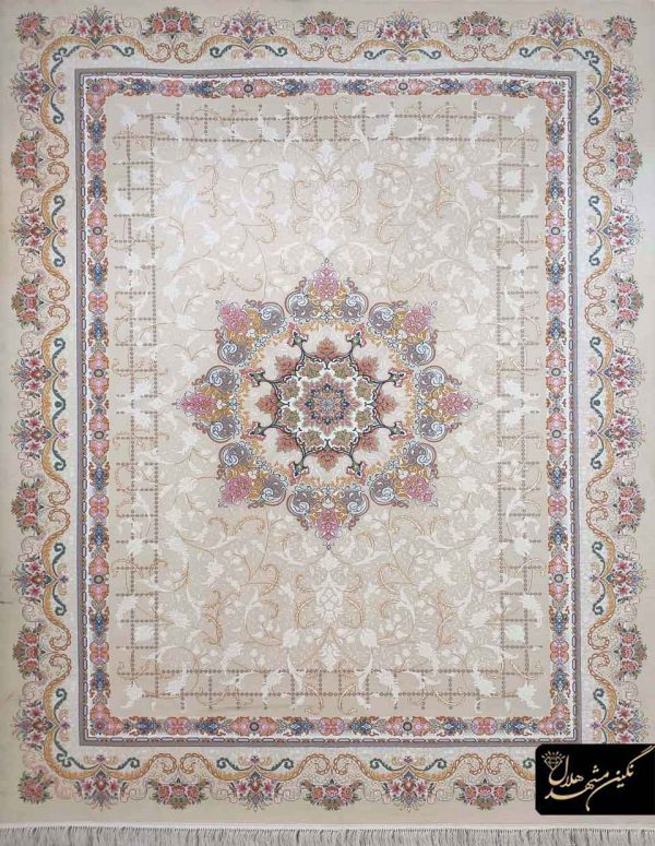 فرش ماشینی زمینه کرم