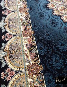 فرش ماشینی طرح اطلسی سرمه ای