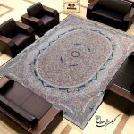 فرش طرح کرمان گل ریز سرمه ای