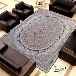 فرش طرح کرمان گل ریز سرمه ای