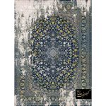 فرش ماشینی طرح کهنه نما سرمه‌ای طلایی کد 9226