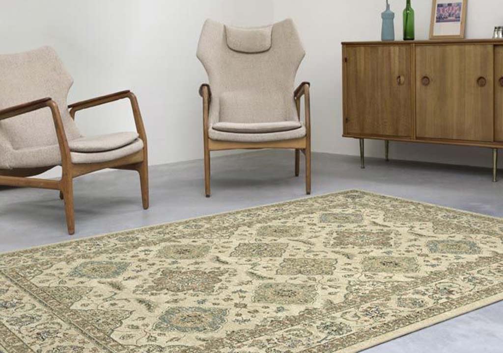 فرش ماشینی زمینه کرم