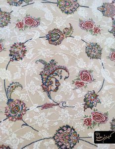 فرش نقشه گل سرخ کرم 700 شانه گلبرجسته