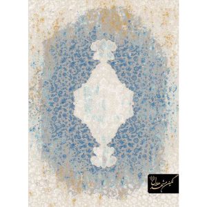 فرش وینتیج ترنج دار زمینه آبی