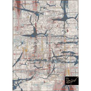 فرش وینتیج طرح افشان زمینه نقره ای