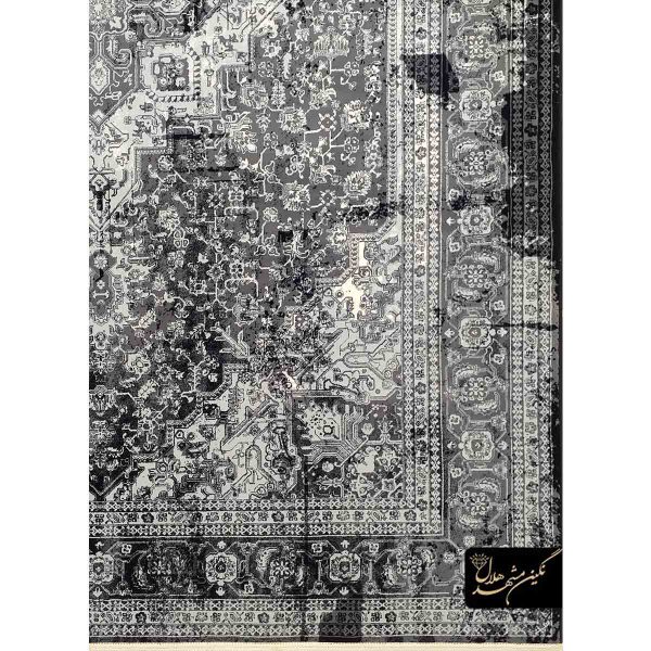 فرش کهنه نما طرح هریس زمینه دودی