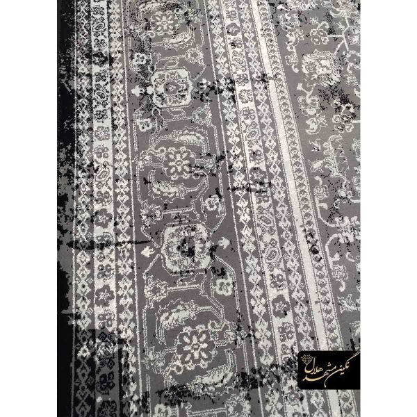 فرش کهنه کاری طرح هریس زمینه دودی