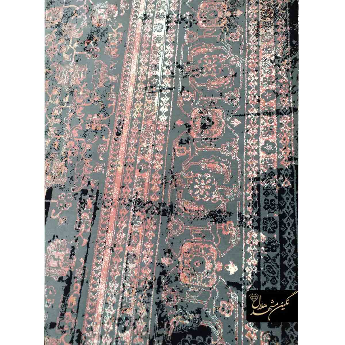 فرش وینتیج طرح هریس زمینه ذغالی دودی