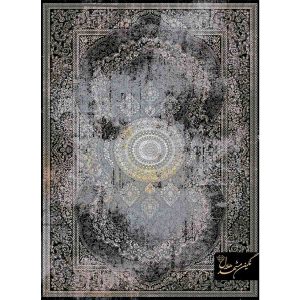 فرش وینتیج کهربا زمینه مشکی