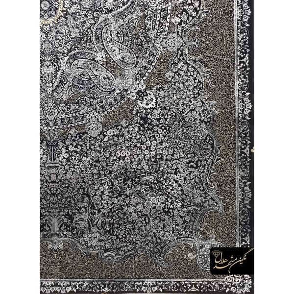 فرش وینتیج کد 4407 زمینه ذغالی با حاشیه باریک