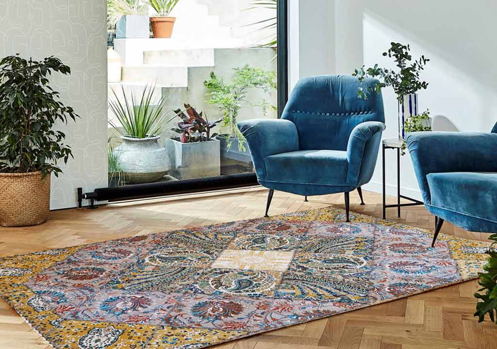 فرش چهل تکه ماشینی کاشان