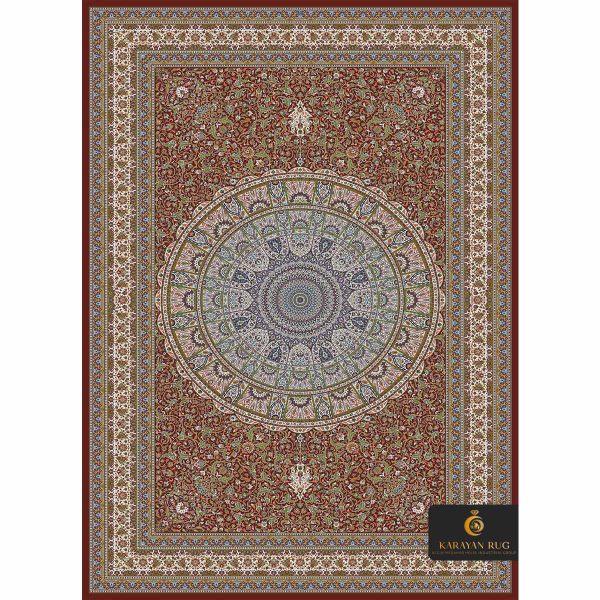 فرش کد 1037 عنابی - 1500 ابریشمی قالی کارایان