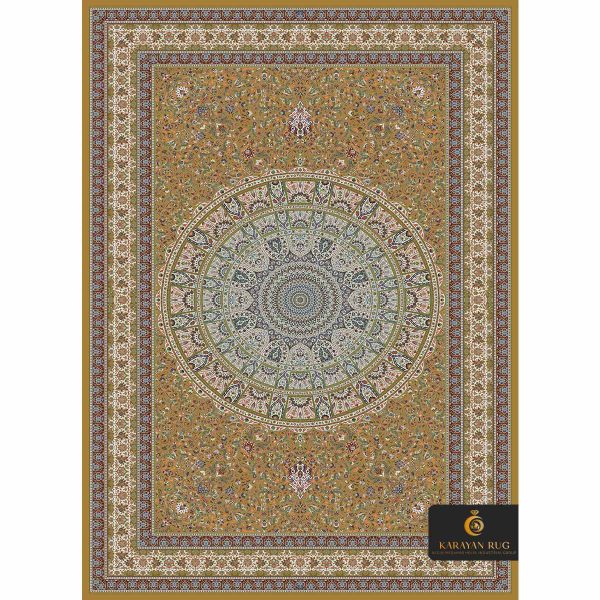 فرش کد 1037طلایی - خرید اینترنیت فرش ابریشمی قالی کارایان