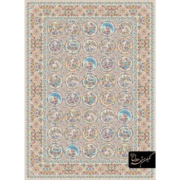 فرش ابریشم ماشینی کد 1034 زمینه بژ
