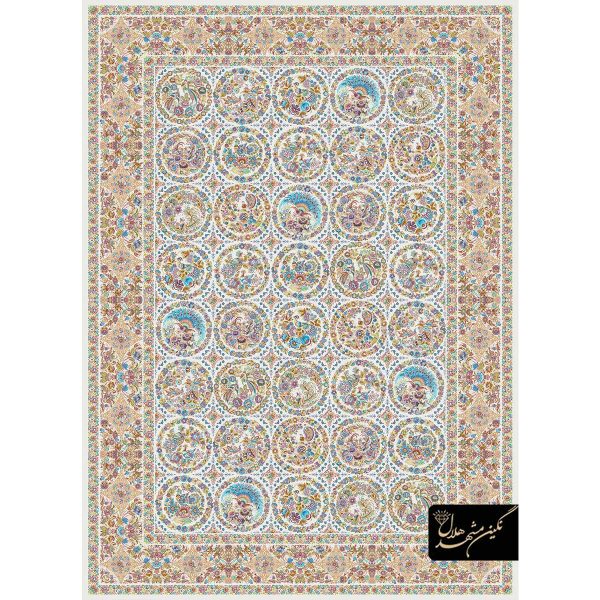 فرش کد 1034 ابریشم طرح خشتی قالی کارایان
