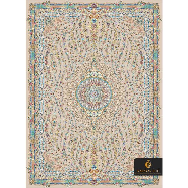 فرش طرح عروس کد 1074 زمینه بژ قالی کارایان