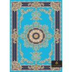 فرش طرح فرانسوی ابریشمی کد 1093 زمینه آبی فیروزه ای