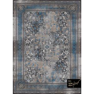 فرش کد 9864 طرح افشان وینتیج آبی