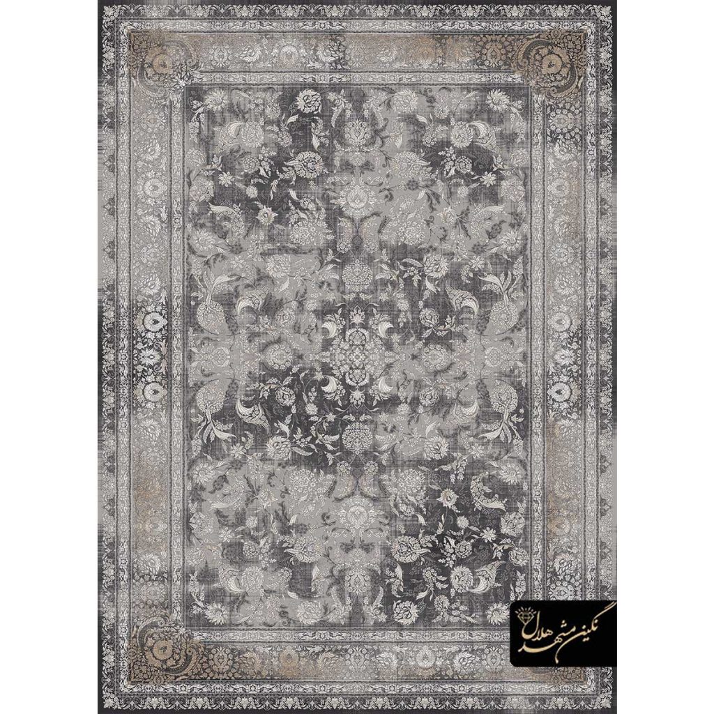 فرش کد 9870 وینتیج طوسی نسکافه ای