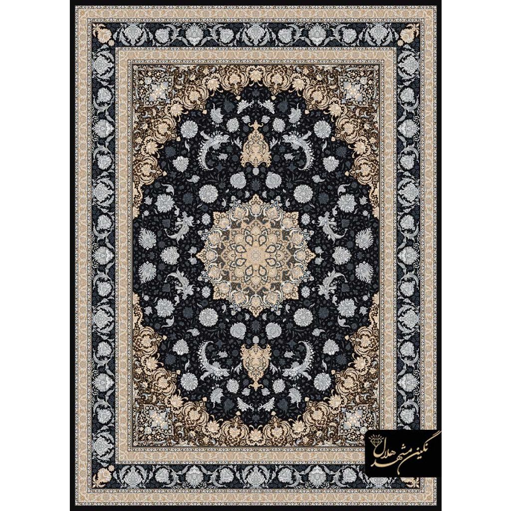 فرش کد 11002 طرح اصفهان زمینه سرمه ای