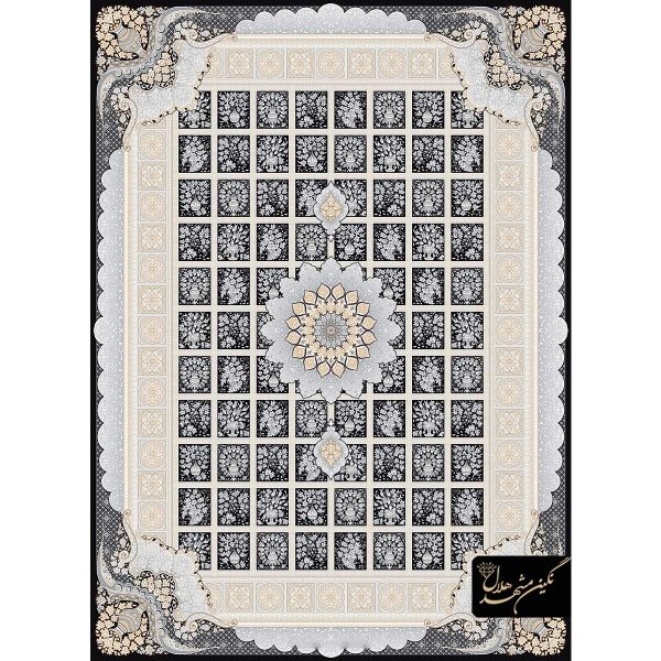 فرش کد 11003 طرح مانلی طلاکوب زمینه مشکی