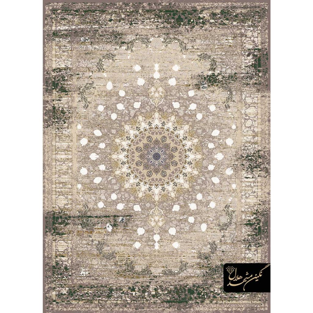 فرش نئوکلاسیک کد 43009 شبان زمینه نسکافه ای سبز