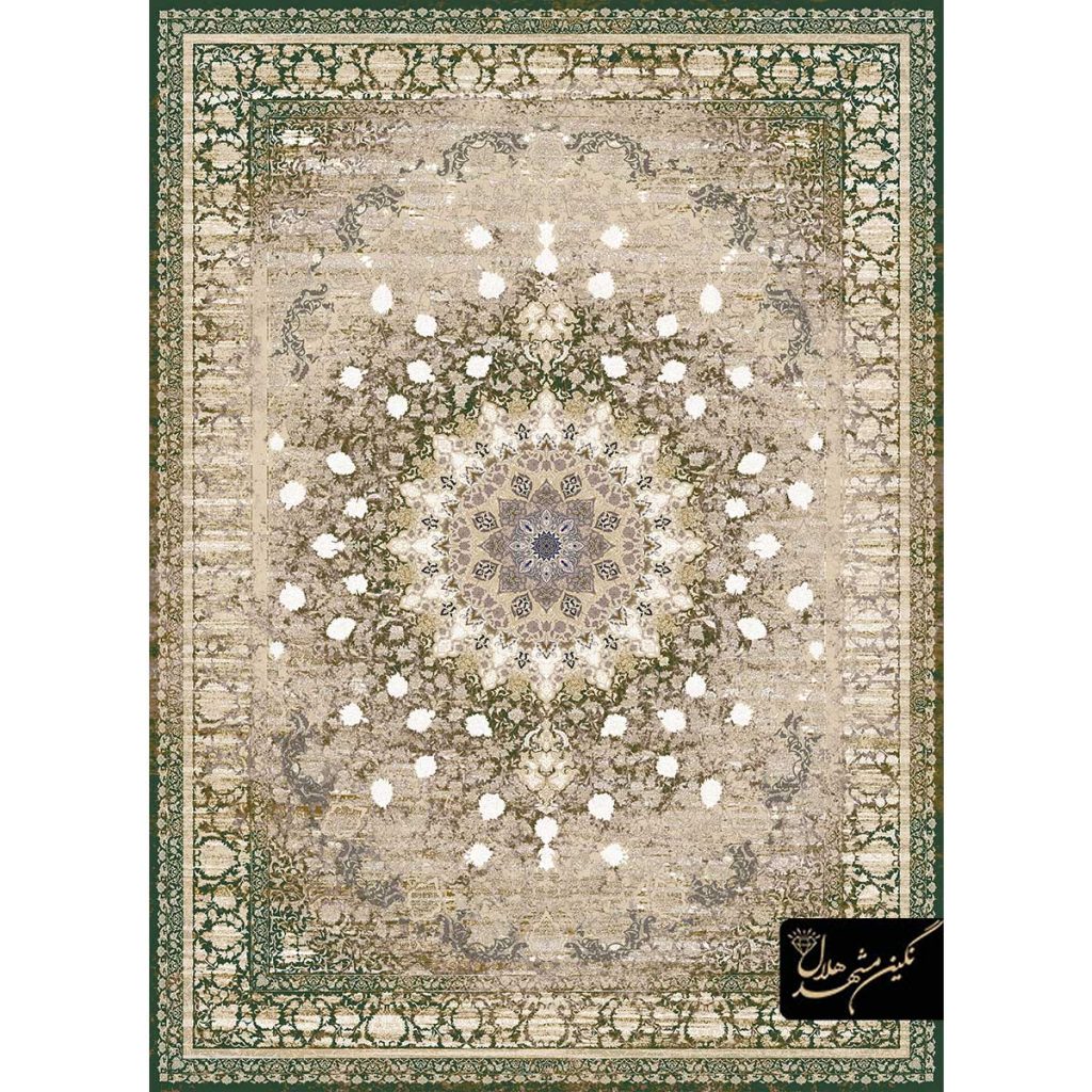 فرش کد 43010 نئوکلاسیک تم سبز نسکافه ای 1200 شانه