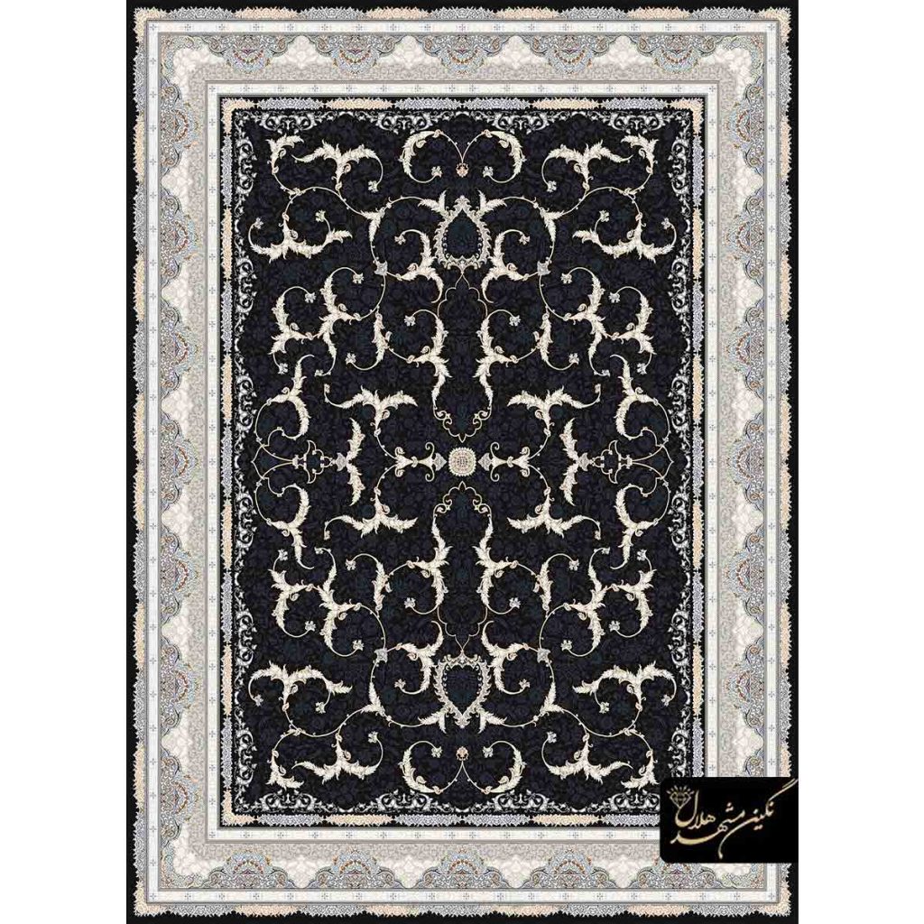 فرش کد 11007 زمینه سرمه ای طرح افشان لوتوس 700 شانه تراکم 2550
